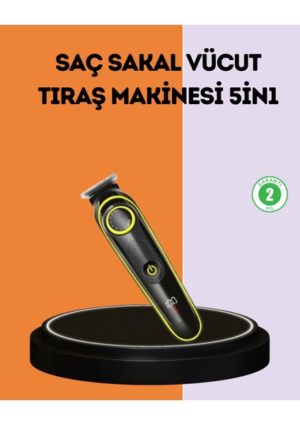 LED Ekranlı Şarjlı Saç ve Sakal Kesme Makinesi Erkek Bakım Cihazı Çok Başlıklı Set