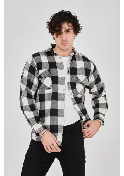 Erkek Oduncu Gömlek – Uzun Kollu, Şardonlu Kumaş, Kareli Desen, Regular Fit, Manşetli, Çift Cepli, Rahat Günlük fırsatları