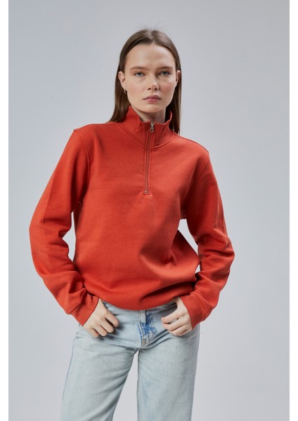Mooncover Kadın Dik Yaka Yarım Fermuarlı Polarlı Sweatshirt modelleri