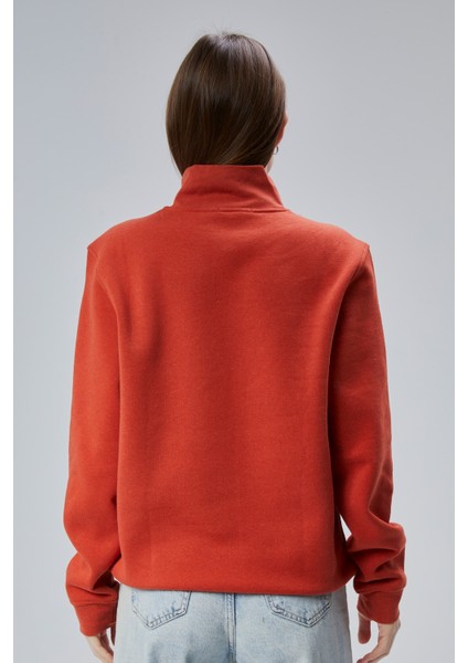 Mooncover Kadın Dik Yaka Yarım Fermuarlı Polarlı Sweatshirt indirimleri