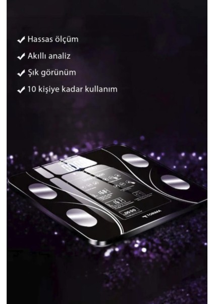Dijital Çok Renkli Tartı, Bluetooth ile Kolay Ölçüm, Cam Materyal, Çok Fonksiyonlu indirimleri