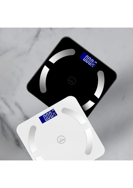 Akıllı Bluetooth Tartı, Yağ Ölçer, Şık Tasarım, Çok Renkli, Cam Malzeme, Garantili