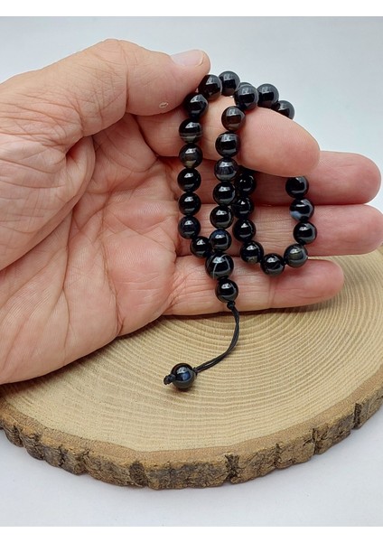 Akik Taşı Siyah Alacalı 33LÜK Özel Tasarım Tesbih 8mm (51330)