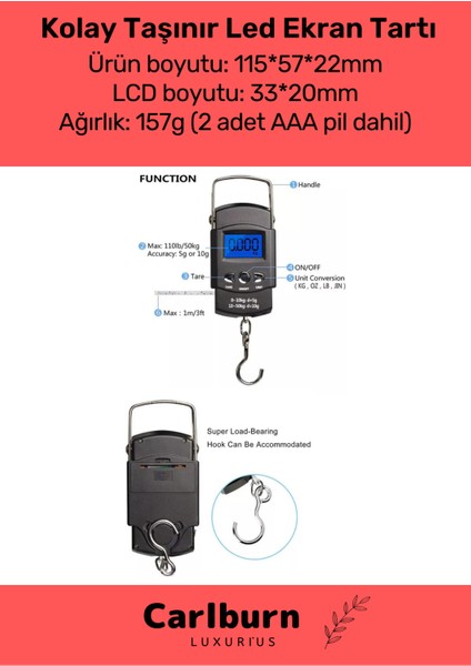 Dijital Taşınabilir Bagaj Tartısı, 40 Kg, Siyah, Çok Amaçlı, Hafif ve Kullanışlı fiyatları