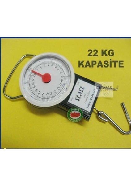 22 kg Kapasiteli El Kantarı ve Şerit Metre Seti, Beyaz, 1 Yıl Garanti