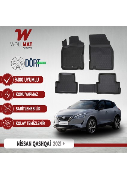 Nissan Qashqai Paspas 2021 Sonrası Uyumlu 3D Havuzlu Paspas Seti