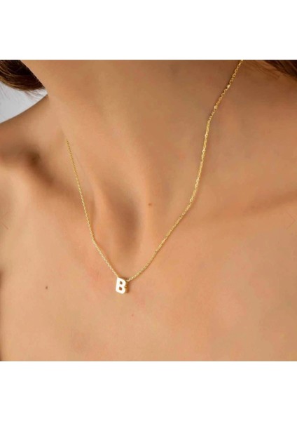 Harf Kolye Çelik Gold Renkli