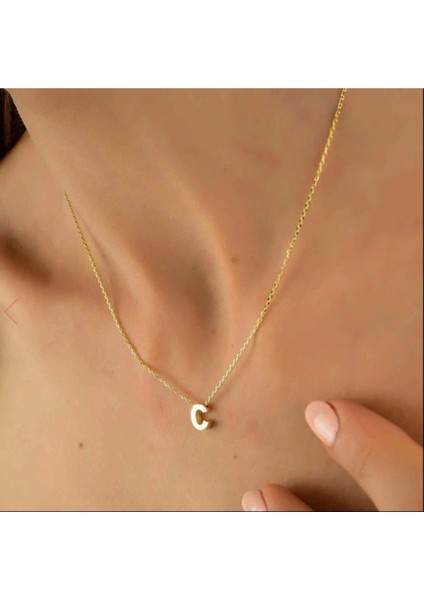 Harf Kolye Çelik Gold Renkli