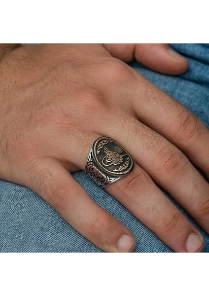 Gümüş La Ilahe Illallah Yazılı Tuğra Erkek Yüzük fiyatları