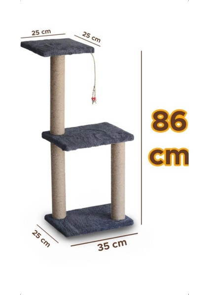 Iki Katlı Gri Kedi Tırmalama Tahtası, 86CM, Dayanıklı ve Şık Tasarım