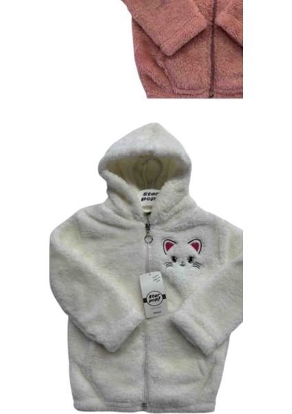 Kız Çocuk Kapşonlu Peluş Hırka Kedili modelleri