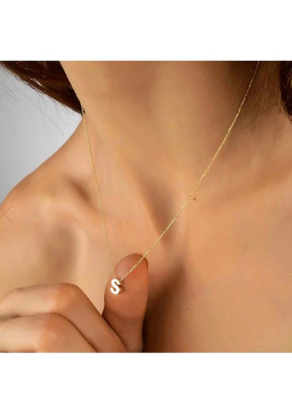 Harf Kolye Çelik Gold Renkli