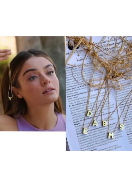 Harf Kolye Çelik Gold Renkli modelleri