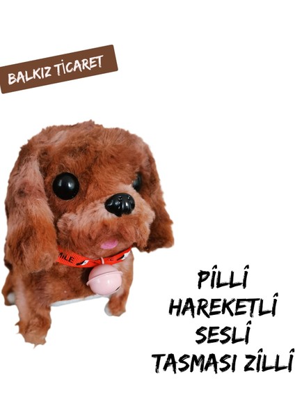 Pilli Oyuncak Köpek , Hareketli , Sesli , Tasmalı , Minik Çanlı Oyuncak Köpek