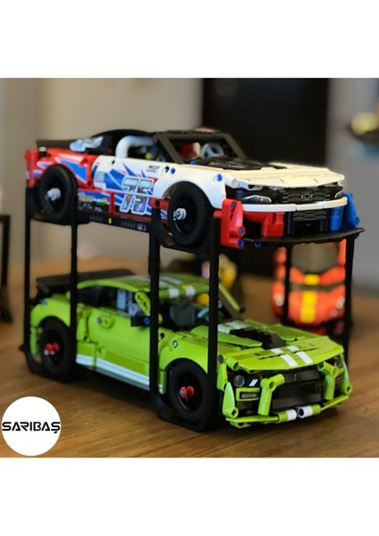Technic Yapım Oyuncakları - Koleksiyonluk 1:16 Ölçek Model Araba Uyumlu 2 Katlı - Sergi Stant