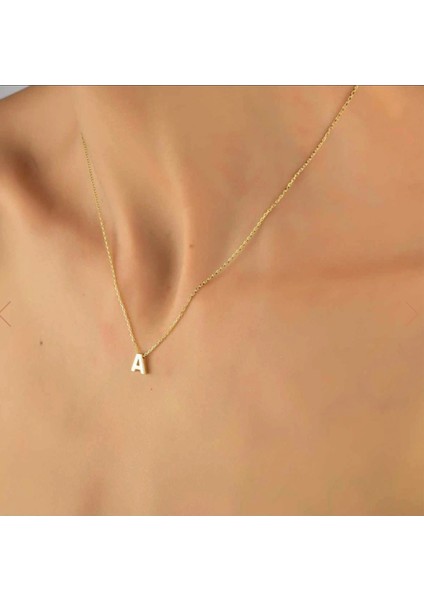 Harf Kolye Çelik Gold Renkli
