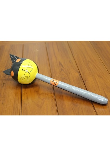 Ahşap Kedili Batman Marakas Tekli Polos:25 ( Lisinya )