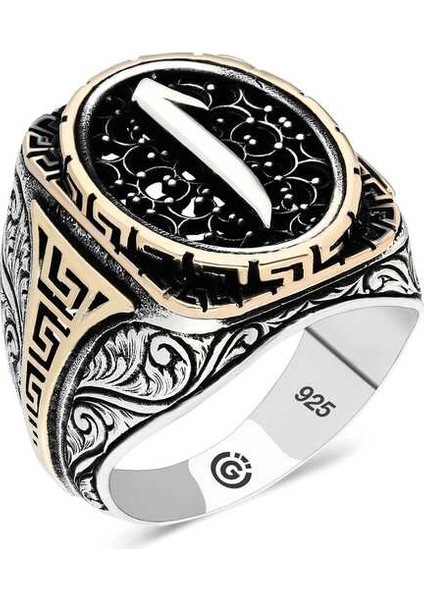 Gümüş Elif Oval Erkek Yüzük