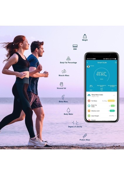 Akıllı Bluetooth Dijital Baskül, Cam, Navy Mavi, Resmi Garanti