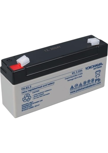 Yh-63.2 Volt 3.2 Amper Akü (125X33X60 Mm)