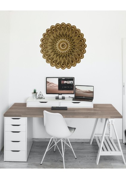 Dekoratif 11 Katmanlı Mandala Tablo, Eşsiz Bir Tasarım. 2.7 mm Mdf Malzemeden Üretilen Derinliklerle Muhteşem Perspektif Sunar