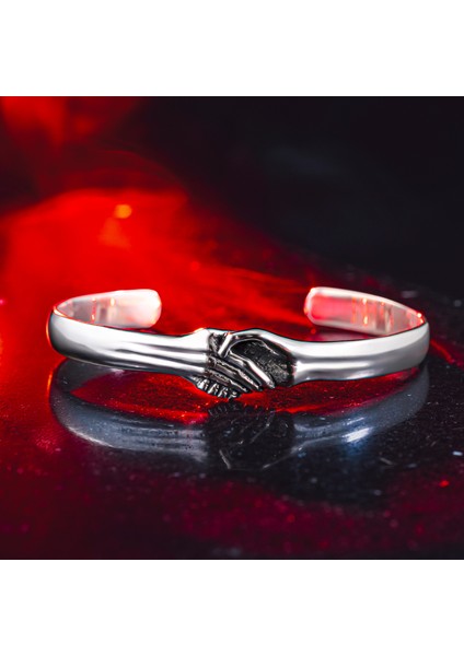 925 Ayar Gümüş Dost Arkadaş Temalı Model Açık Cuff Hediye Erkek Bileklik