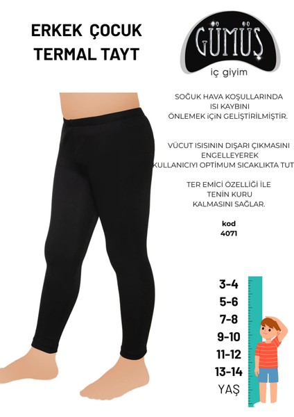 Erkek Çocuk Thermal 3 Lü Tayt (Bir Beden Büyük Alınız)