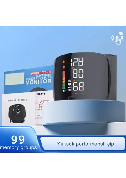 Sesli Dijital Bilek Tansiyon Aleti – Akıllı Dokunmatik Lcd, Şarj Edilebilir ve Ev Tipi
