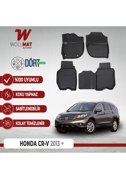 Honda Crv Paspas 2013 2017 3D Uyumlu Havuzlu Paspas Seti