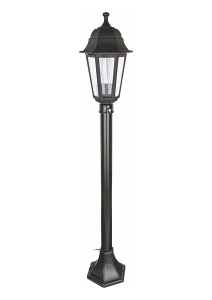 Zerpa 6854 Optik Altıgen Siyah Bahçe Direk 1 mt E27 Duy