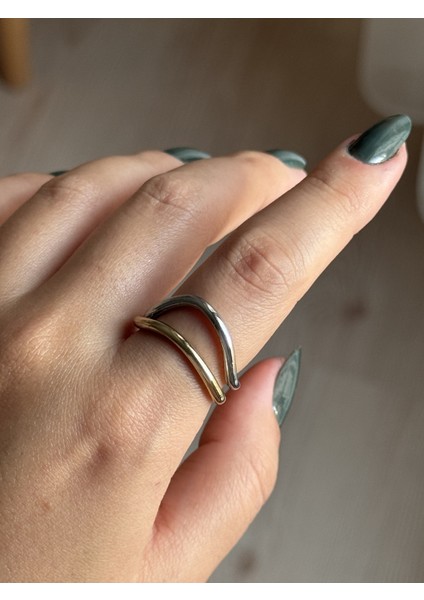 Çelik Iki Renk Zarif Ayarlanabilir Kadın Yüzük modelleri