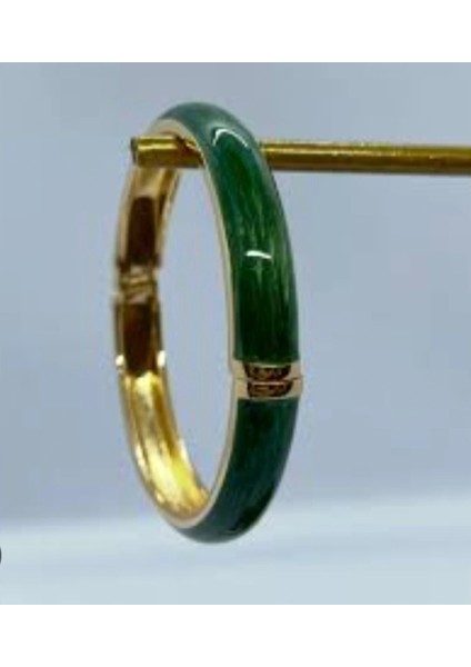 Mineli Mermer Desenli Haki Yeşili Düz Kelepçe