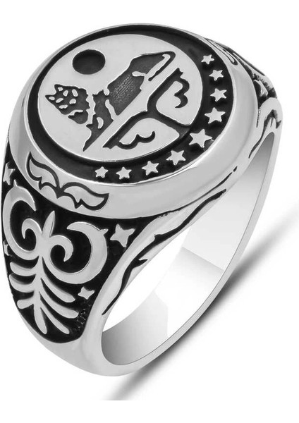 Gümüş Kurt Motifli Erkek Yüzük