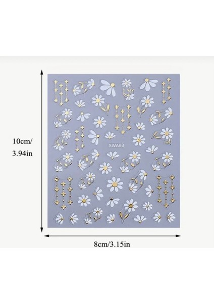 Beyaz Gold Çiçekli Tırnak Süsleme Stickerı Nail Art Süslemeleri fiyatları