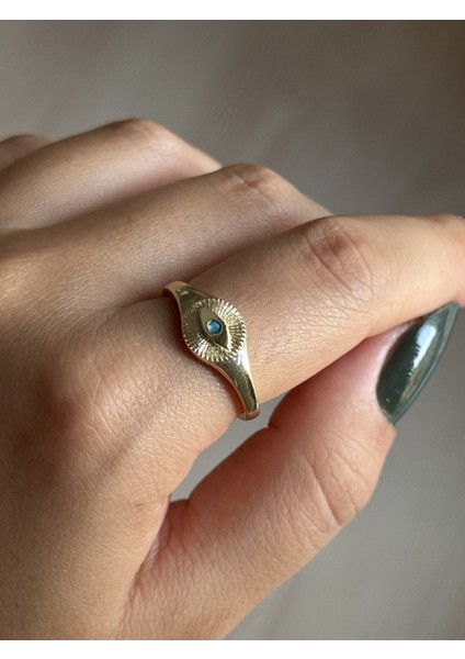 Çelik Göz Detaylı Gold Renk Ayarlanabilir Kadın Yüzük modelleri