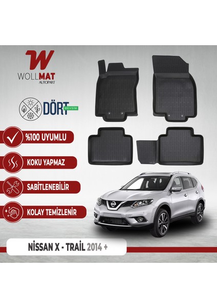 Nissan x Trail Paspas 2014 2021 Arası Uyumlu 3D Havuzlu Paspas Seti
