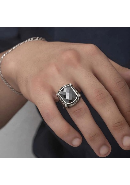 Gümüş Siyah Zirkon Taşlı Erkek Yüzük fiyatları