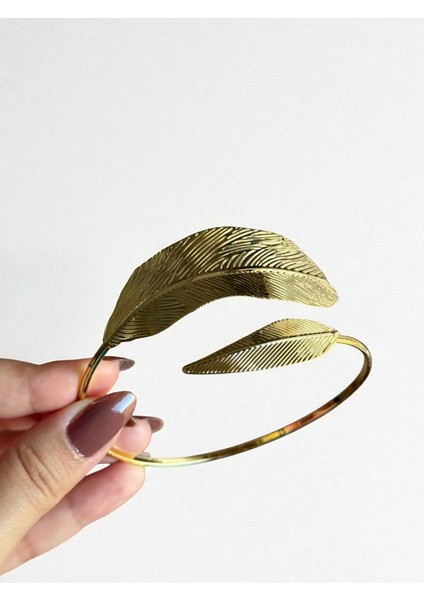 Yaprak Figürlü Çelik Gold Pazu Kol Bilekliği fiyatları