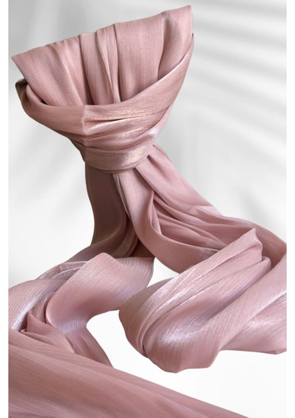 Saten Dokulu Janjan Abiye Şal 75X180CM Pudra fiyatları