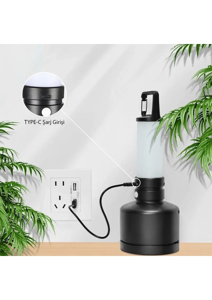 Taşınabilir Kamp Feneri Beyaz - Sarı Type-C Şarj Girişli 60X235MM CH-23051 (4944) fiyatları