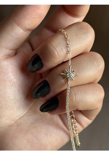 Çelik Kuzey Yıldızı Su Yolu Altın Renk Zarif Kadın Bileklik fırsatları