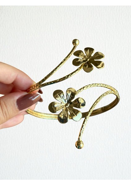 Çiçek Figürlü Çelik Gold Pazu Kol Bilekliği fiyatları