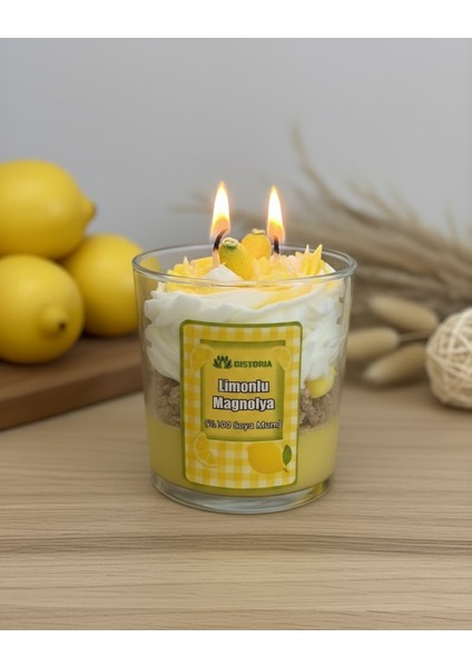Limonlu Magnolya Bardak Mum
