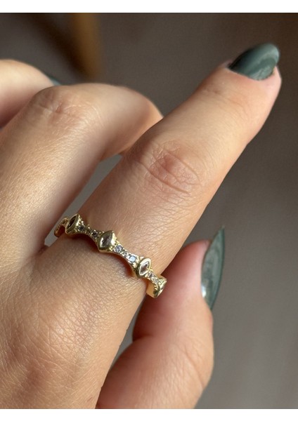 Çelik Su Damlası Taşlı Zarif Gold Ayarlanabilir Kadın Yüzük fiyatları