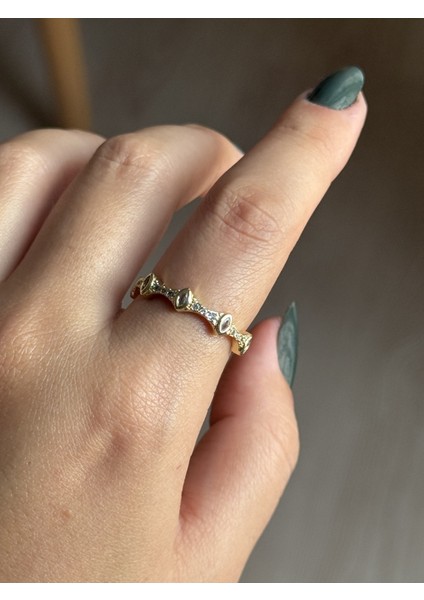 Çelik Su Damlası Taşlı Zarif Gold Ayarlanabilir Kadın Yüzük modelleri