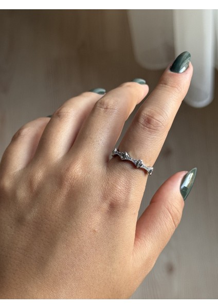 Çelik Su Damlası Taşlı Zarif Gümüş Renk Ayarlanabilir Kadın Yüzük modelleri