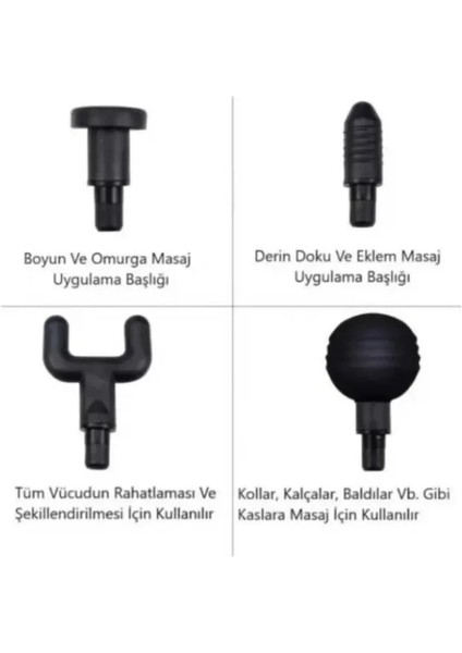 Yeni Nesil Darbeli Titreşimli Şarjlı Sporcu Masaj Tabancası 4 Başlıklı LC-002 (5313) fırsatları