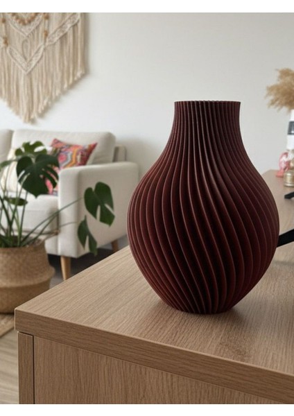 Tombul Spiral Desenli Dekoratif Vazo