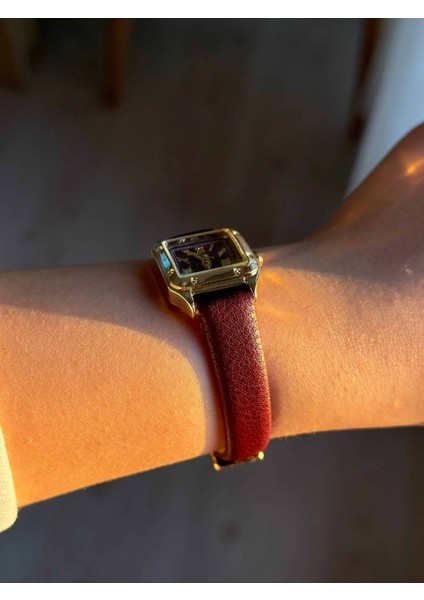 Kare Kadran Ince Bordo Deri Kayış Kadın Kol Saati -51 modelleri
