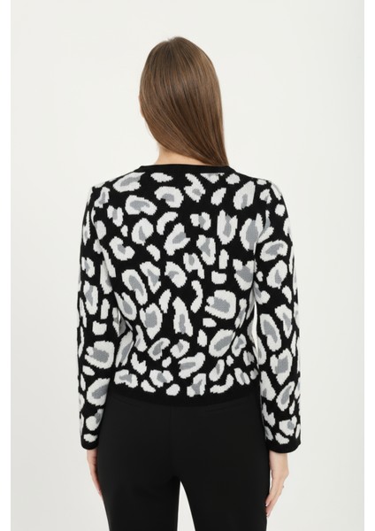 Kadın Leopar Desenli Bisiklet Yaka Kazak fırsatları